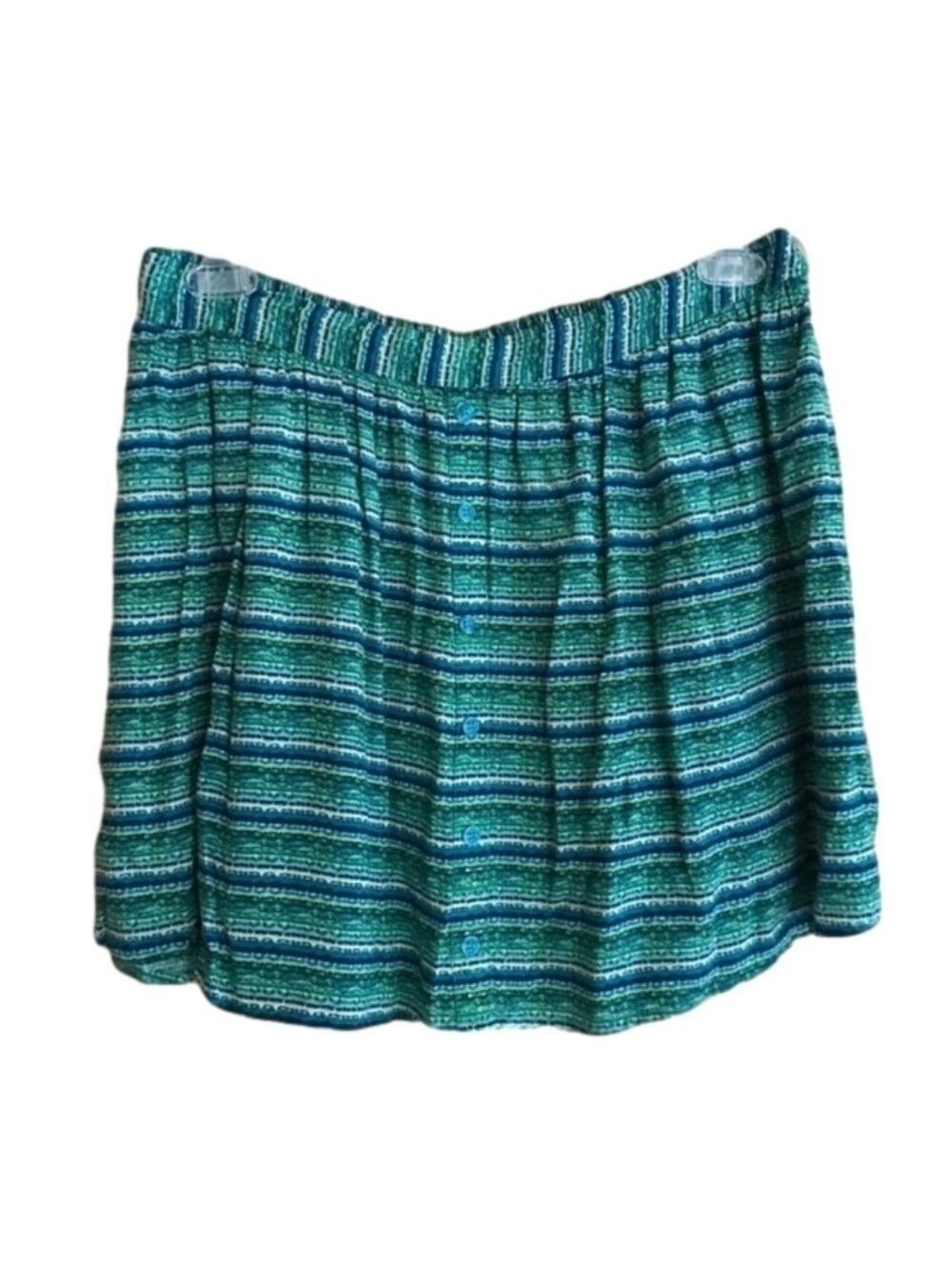 𝅺Mossimo Supply Co. abstract tropical tribal Striped Rayon mini Skirt Size XL